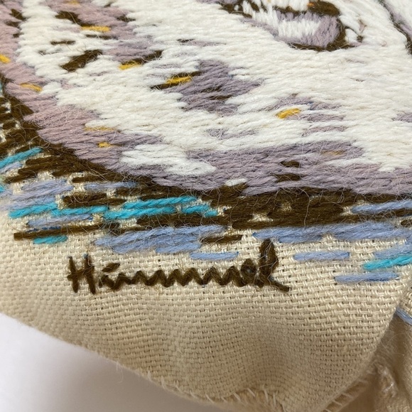 Vintage 60's/70's Fully Embroidered Mini Accent Pillow "Girl by the Duck Pond" - Picture 9 of 11